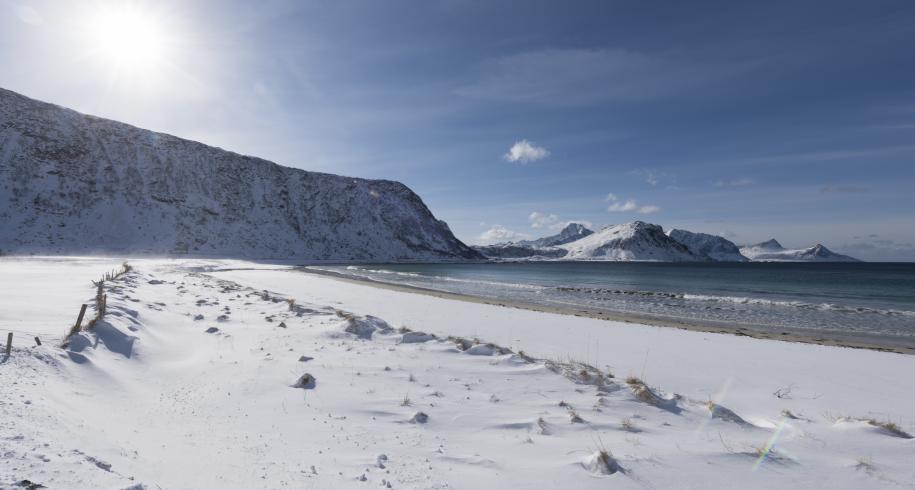 Haukland beach Lofoten, Haukland Strand vinter